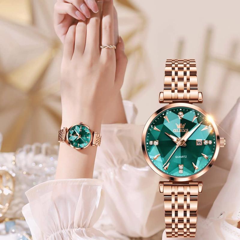 OLEVS Watch for Women Set Fashion Ladies Wrist Watch Minimalist with Rose Gold Bracelet Analog Quartz Date Waterproof Wrist Watches