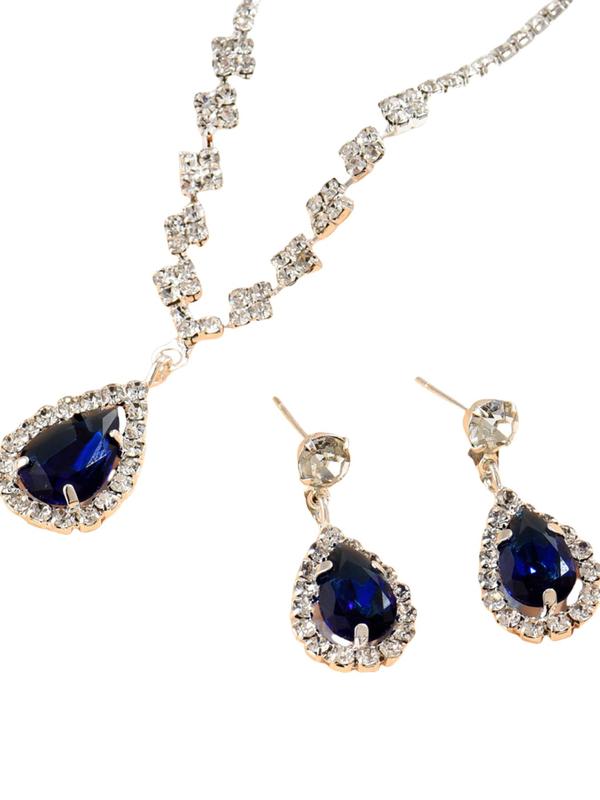 Women's Elegant Teardrop Shaped Pendant Necklace & Dangle Earrings, Fashion Jewelry Set for Party & Daily Decor, Exquisite Jewelry Set for Gift