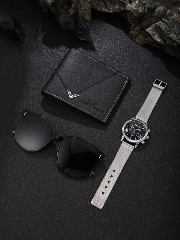 Men's Watch & Sunglasses & Wallet Set, Fashion Watch & Sunglasses & Wallet Set for Party, Daily Decor, Trendy All-match & Exquisite Watch Set for Birthday Gift