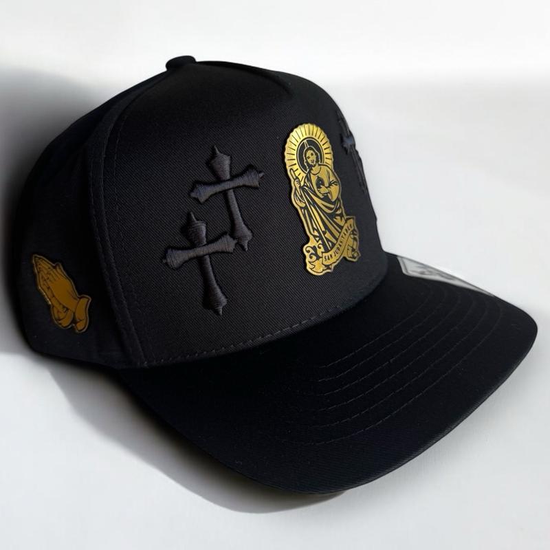 Saint Jude Snapback Hat with Embroidered 2 Crosses on Sides