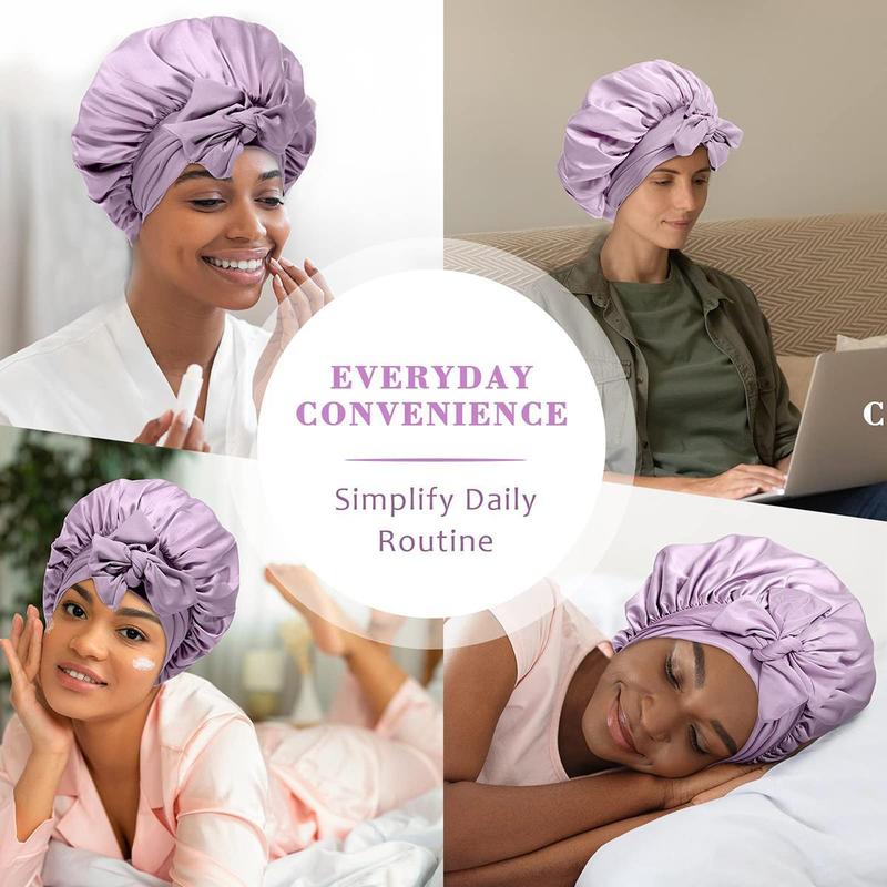 Single Layer Summer Cool Satin Bonnet Silk Like Texture for Women Curly Hair Hair Care Wrap Sleeping Cap Adjustable Bonnets Nightcap Gifts for Women