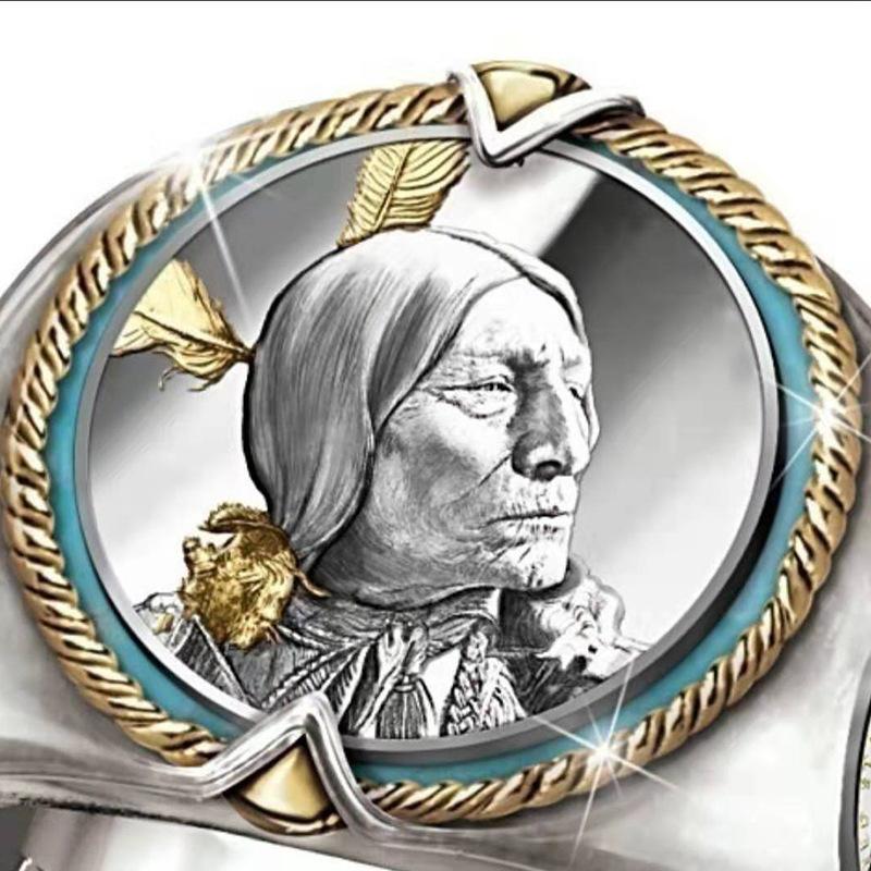 New Wave Hip Hop Retro Commemorative Indian Chief Hip Hop Pirate Eagle Ring Western Ethnic Cowboy Style Men's Ring