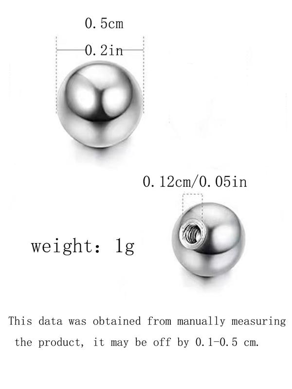 Stainless Steel Body Jewelry, 10pcs 14g Replacement Ball for Navel Bar Piercing, Body Jewelry for Men & Women