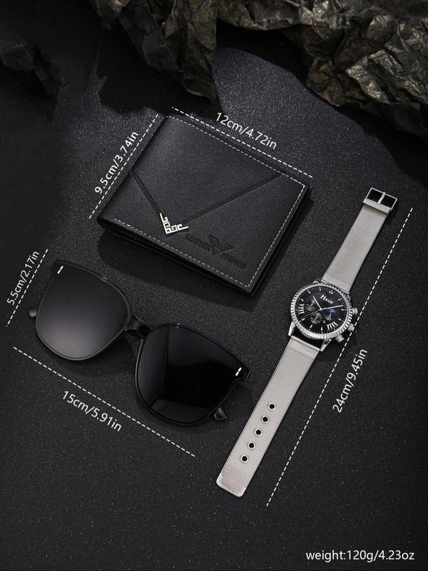 Men's Watch & Sunglasses & Wallet Set, Fashion Watch & Sunglasses & Wallet Set for Party, Daily Decor, Trendy All-match & Exquisite Watch Set for Birthday Gift