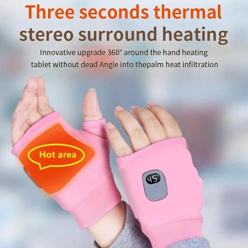 USB Rechargeable Electric Heated Gloves, Half Finger Warm Gloves, Adjustable Temperature Hand Warmer for Women, Hand Warmer for Home Office Outdoor