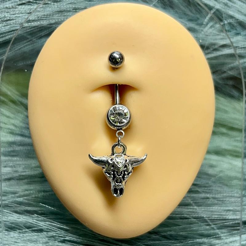 Western Cattle Skull Belly Button Ring