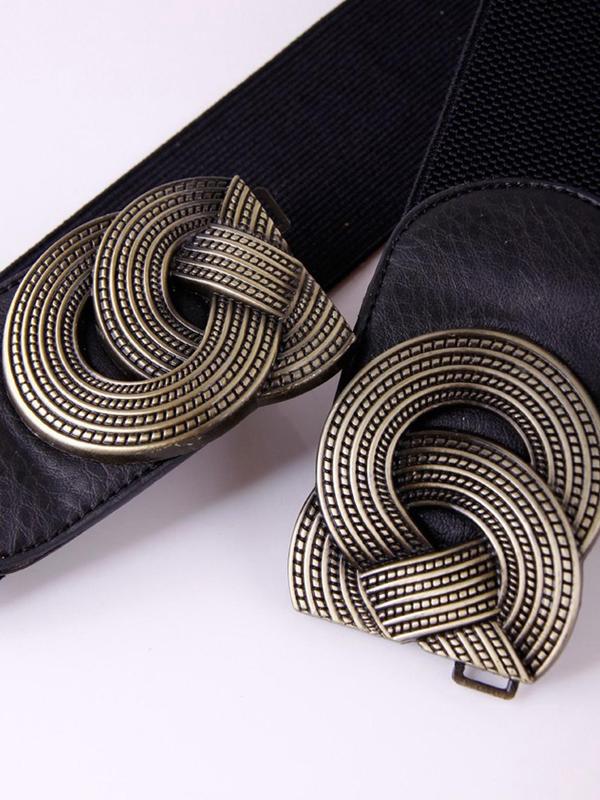 Fashion Elastic Woven Belt,  Women's Solid Color Wide Waistband Decorative Belt for Casual Outfits, Elegant All-match Fashion Accessories for Daily & Party Decoration