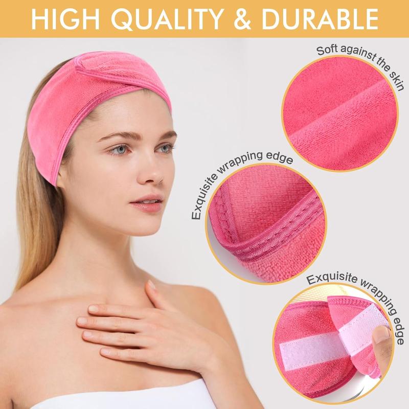 Headband for Women 3 Counts Adjustable Makeup Hair Band with Magic Tape, Wrap for  Care, Makeup and