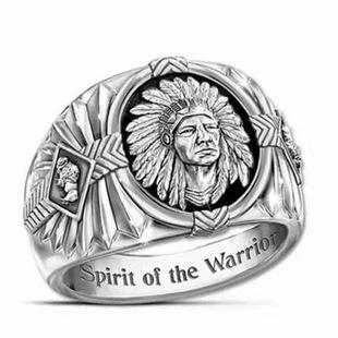 New Wave Hip Hop Retro Commemorative Indian Chief Hip Hop Pirate Eagle Ring Western Ethnic Cowboy Style Men's Ring