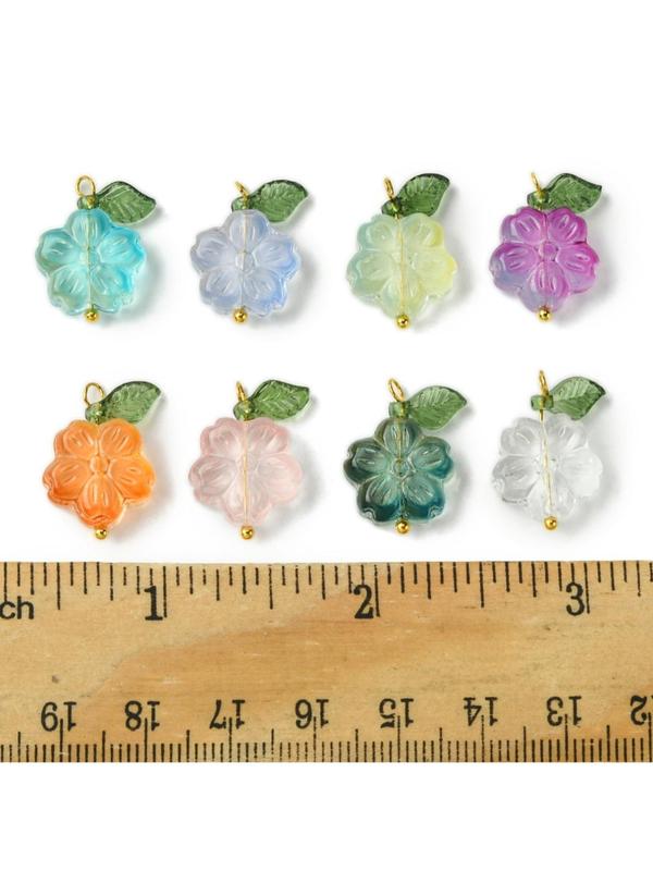 Cute Colorful Flower Shaped Glass Pendants, 1 Box Multicolor Charms for Jewelry & Keychain Making, DIY Jewelry Making Supplies for Bracelet Necklace Earrings