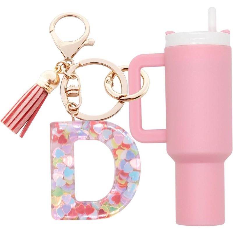 Mini Tumbler Keychain Chapstick Holder,Cute Stanley Cup Charms For Backpack Initial Letter Keychains For Women Girls