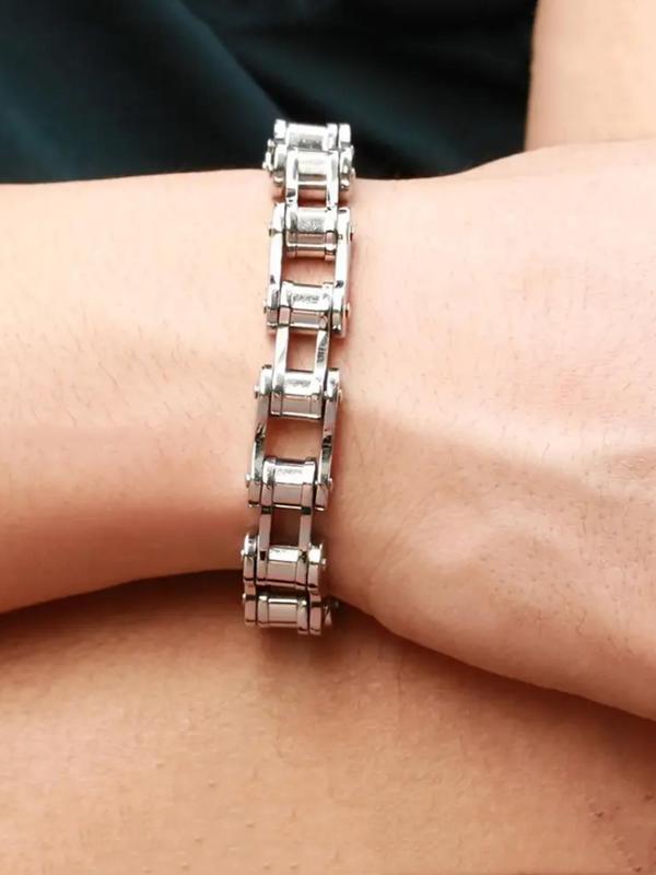 Punk Style Stainless Steel Motorcycle Chain Bracelet, Fashion Jewelry for Party, Daily Clothing Decor, Trendy All-match & Exquisite Jewelry for Birthday Gift