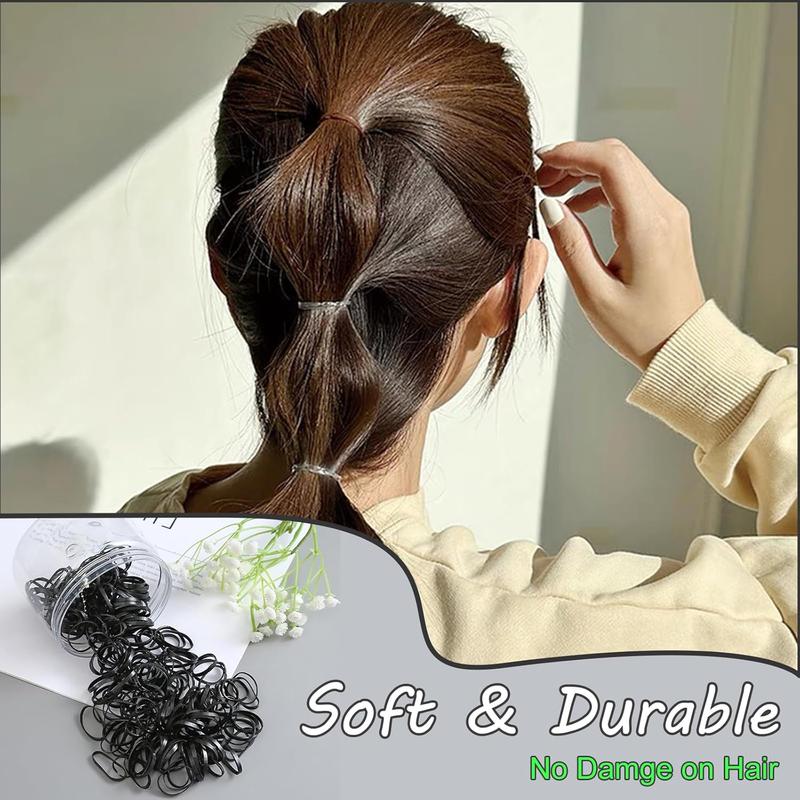 2500  Hair Bands, Elastic Hair Band, Mini Hair Rubbers Ties with 2  Topsy Tail Hair Tools for Girls Ponytail Hair Accessories, Soft Elastic Bands Non-Slip Small Hair Ties Black.