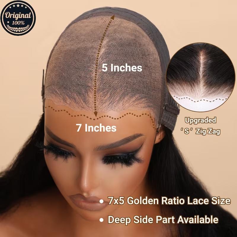 Nadula Glueless Wig 7x5   13x4 Pre-cut Lace  Black Yaki Straight Bleached Knots Beginner Friendly 100% Human Hair Wigs