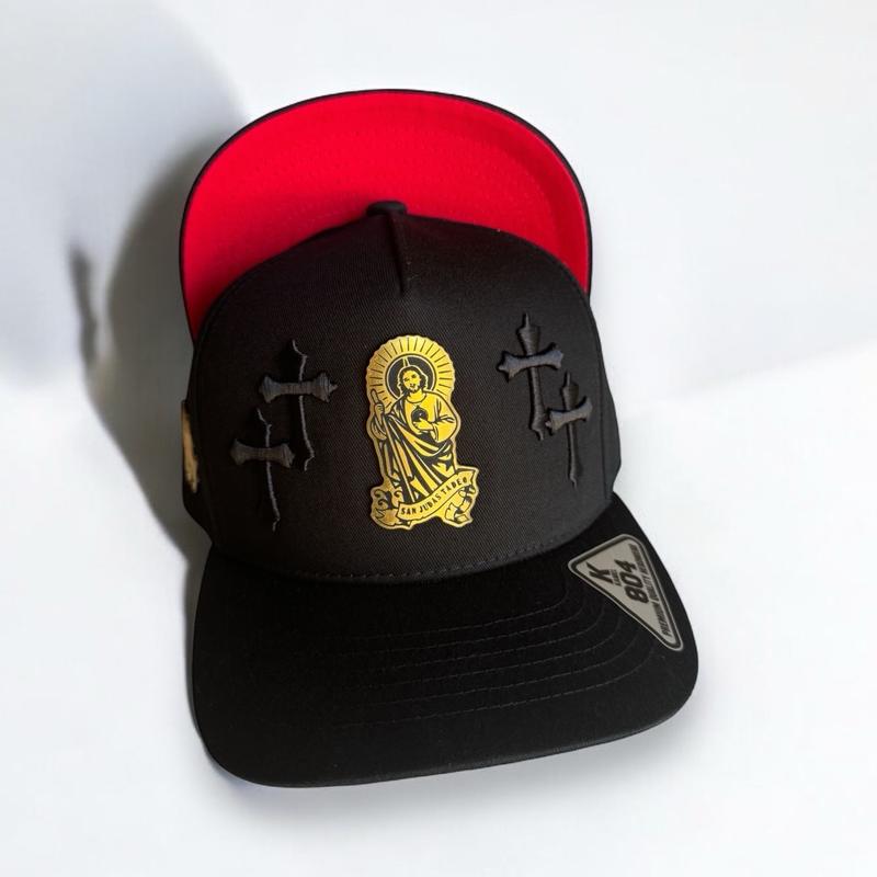 Saint Jude Snapback Hat with Embroidered 2 Crosses on Sides