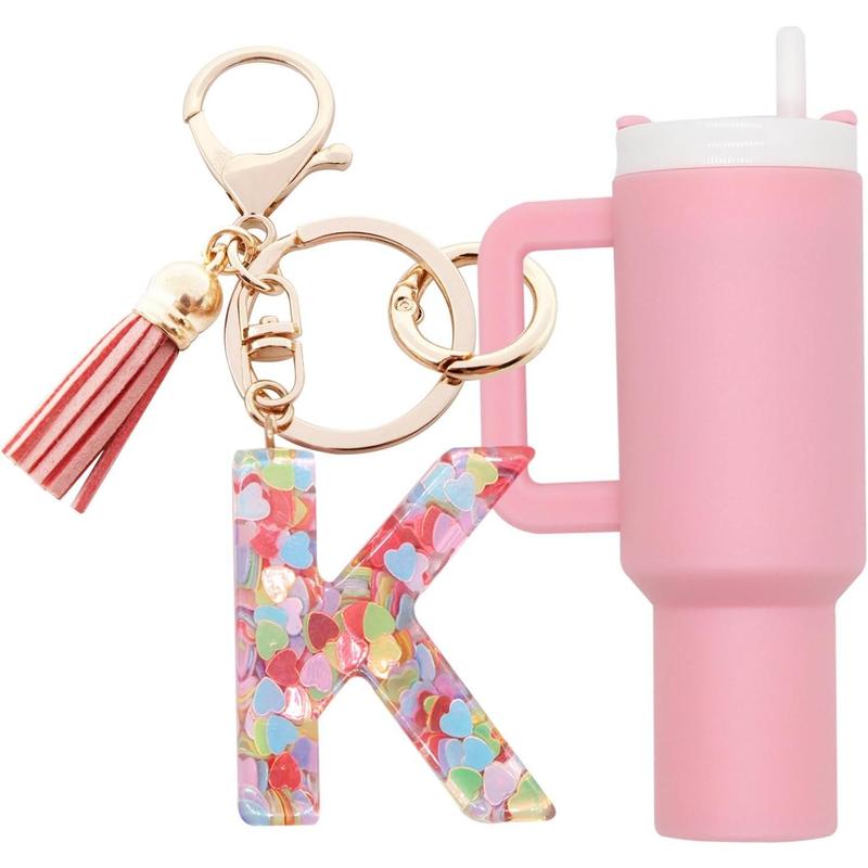 Mini Tumbler Keychain Chapstick Holder,Cute Stanley Cup Charms For Backpack Initial Letter Keychains For Women Girls