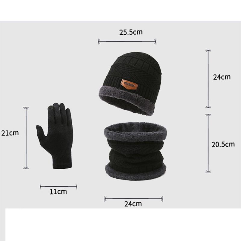 Winter Knitted Warm Suit 3-In-1 Warm Beanie & Scarf & Gloves for Outdoor Walking Cycling Running Outdoor Sports Accessories for Men & Women Outdoor Accessories