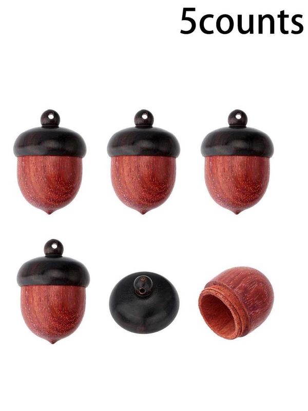 Wooden Acorn Box Pendant with Screw Cap, Secret Canister for DIY Keychain Necklace Crafting Jewelry Making, Car Pendant