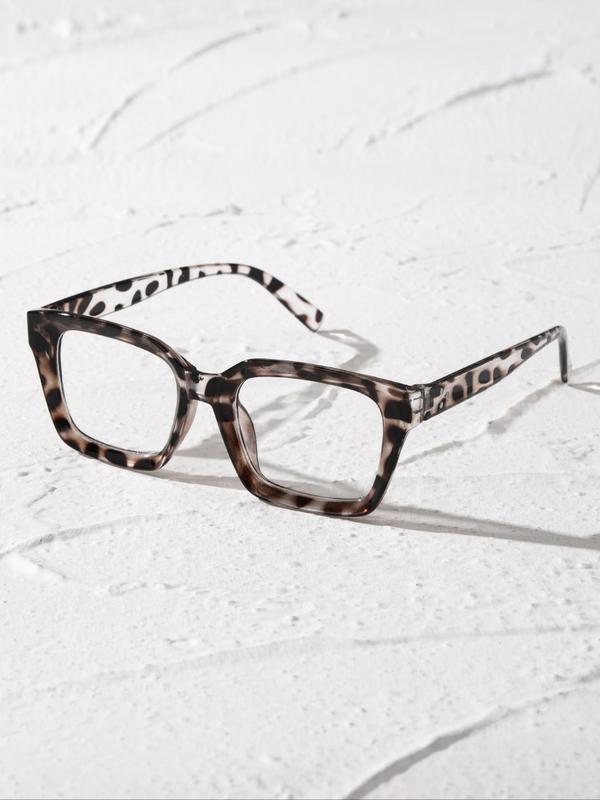 Unisex Fashionable All-match Square Frame Leopard Pattern Eyeglasses, Vintage Trendy Eyeglasses for Daily Use, Fashion Accessories for Outdoor Activities