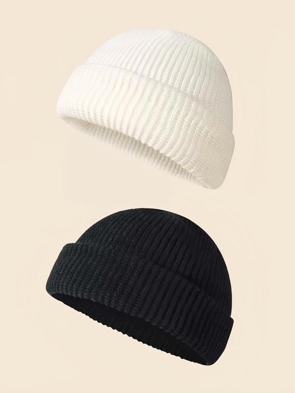 Men's Solid Color Knit Beanie Hat, Casual Street Soft Comfortable Beanie Cap for Fall & Winter, Fashion Accessories for Daily Wear