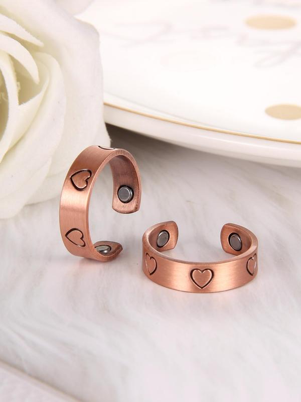 Fashion Heart Design Cuff Ring, 1 Count Casual Simple Plain Copper Ring for Women, Daily Clothing Decor, Trendy All-match & Exquisite Jewelry for Birthday Gift