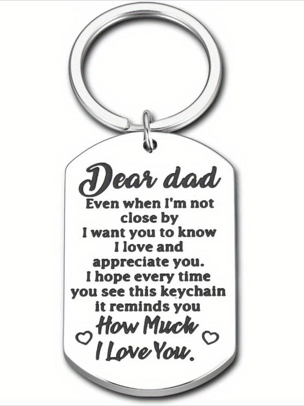 Stainless Steel Dad Keychain, Fashionable Letter Pattern Keychain for Men, Trendy All-match & Exquisite Keychain for Birthday Gift