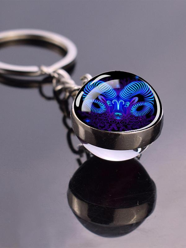 Constellation Design Keychain,  Creative Glass Pendant Keychain, Fashionable Keychain for Men & Women As Gift