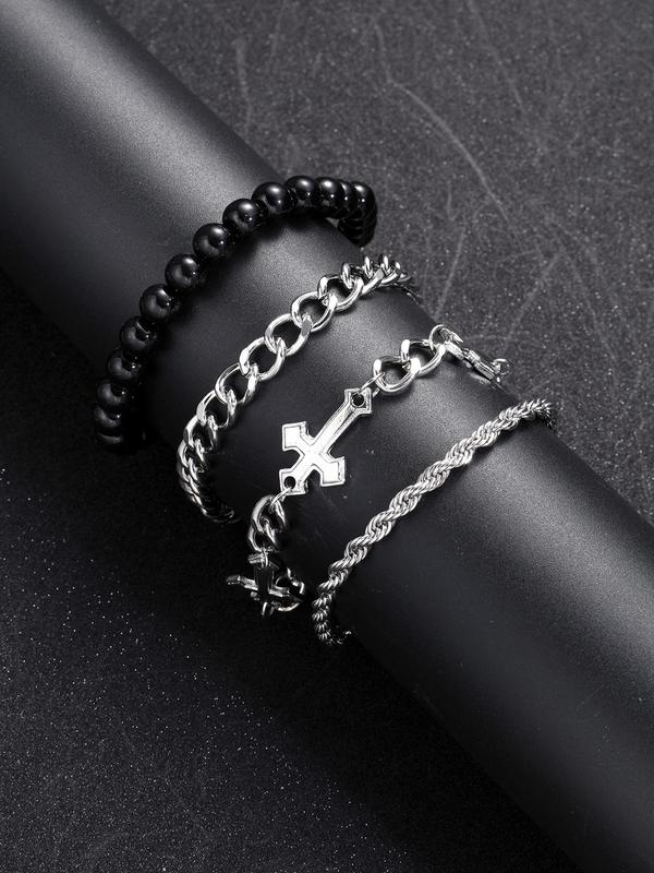 Punk Style Cross Design Chain Bracelet, Fashion Jewelry for Party, Daily Clothing Decor, Trendy All-match & Exquisite Jewelry for Birthday Gift