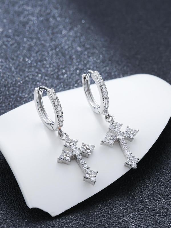 1 Pair Rhinestone Decorated Hoop Earrings, Fashionable Dangle Earrings for Men, Classic and Versatile Accessories