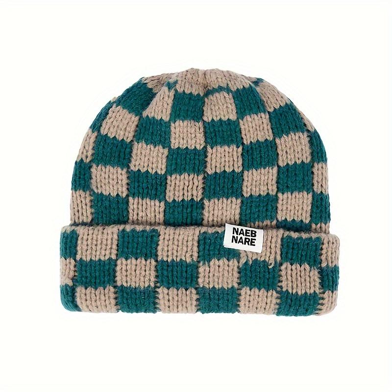 Fashionable checkered pattern beanies, new autumn and winter casual warm knitted hats for men and women, top quality beanies, fashion accessories