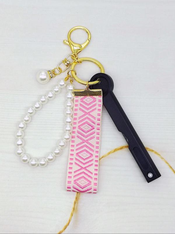 Faux Pearl Decor Car Keychain, Cute Keychain for Women & Girls, Fashion Keychain for Car Key, Bag Charm, Phone Charm, Universal Keychain for Daily Use