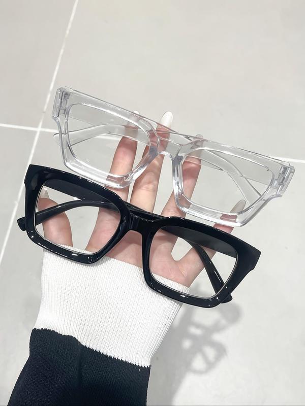 Unisex Fashion Leopard Pattern Clear Square Frame Eyeglasses, Trendy Casual Eyeglasses for Everyday Use, Fashion Accessories for Outdoor Activities