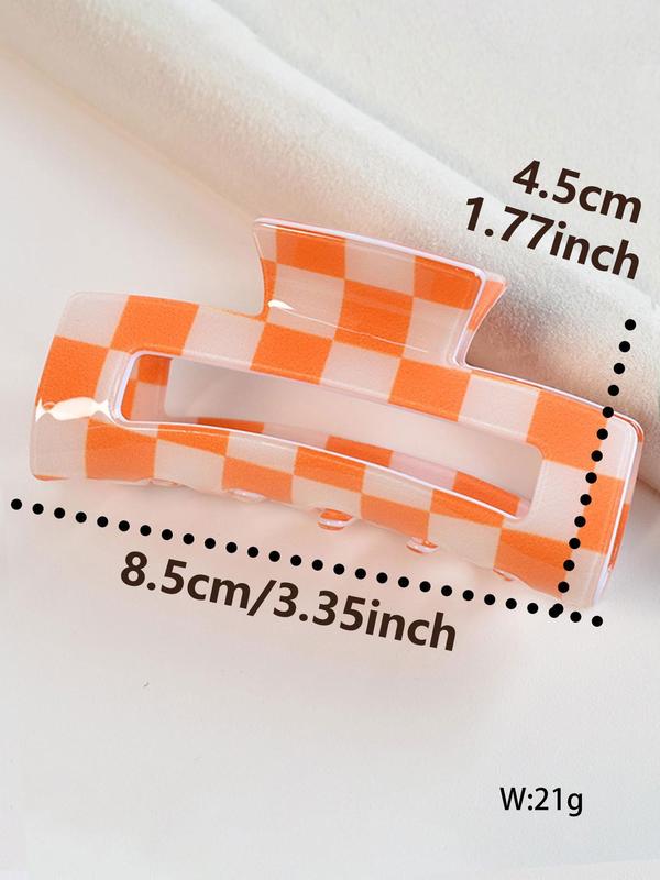 Checkerboard Pattern Hair Claw, Casual Versatile Hair Accessories for Women, Minimalist Headwear Suitable for Thick Hair, Fashion Hair Accessories for Party, Daily Clothing Decor