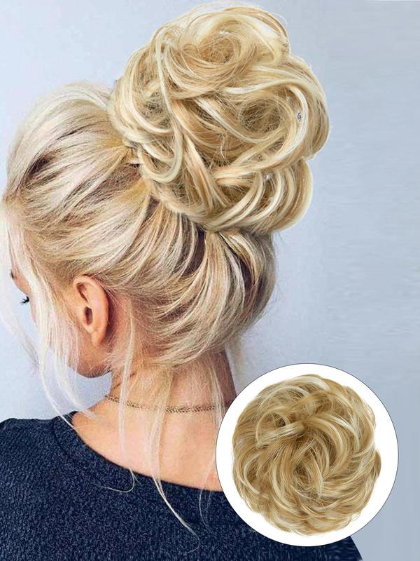 6 Inch Fashionable Solid Color Wavy Hair Bun, Natural Fluffy Hair Bun, Synthetic Hairpiece for Daily Use, Messy Elastic Scrunchies Style Hair Bun