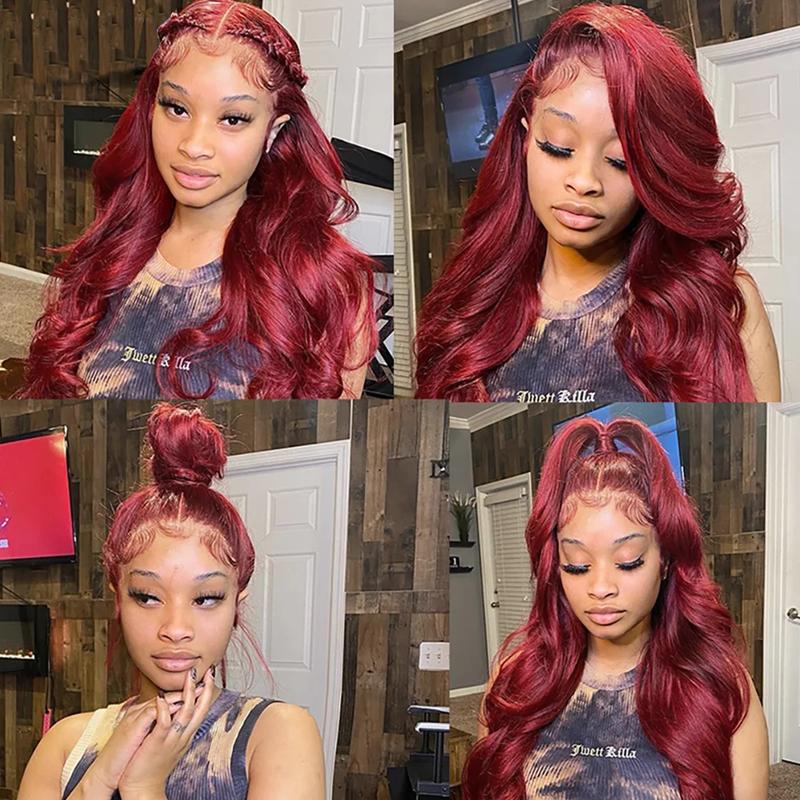 # 99J body wave wig Burgundy 13x6 full frontal human hair wigs