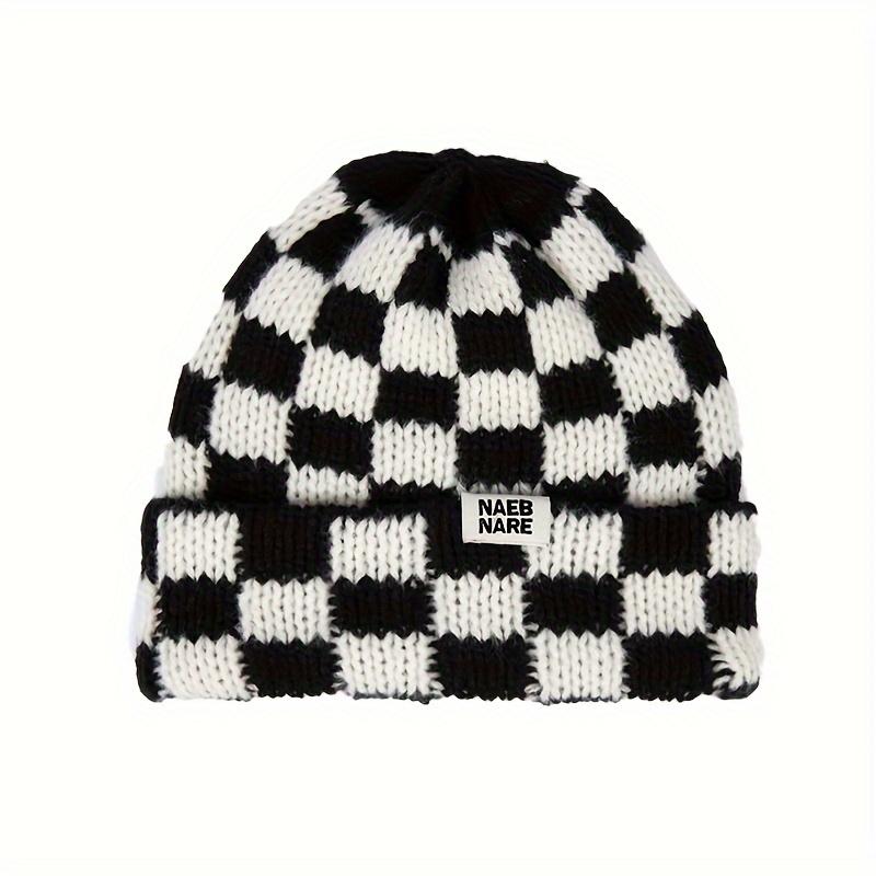 Fashionable checkered pattern beanies, new autumn and winter casual warm knitted hats for men and women, top quality beanies, fashion accessories