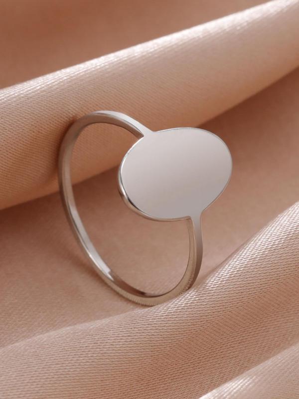 Simple Round Signet Ring,  Stainless Steel Jewelry for Women, Vintage Fashion Accessories for Party, Minimalist Aesthetic Jewelry Gift for Her