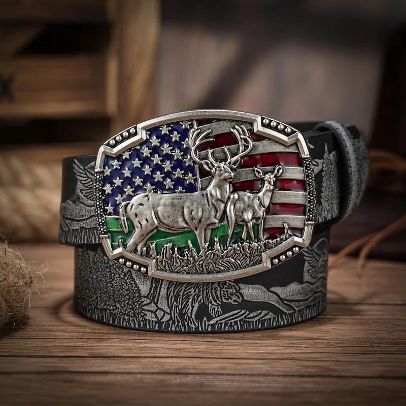 Deer Belt Buckle for Men, Patriotic American flag Deer Belt Buckle, Elk Deer Belt Buckle, Norse Viking Deer Head Belt Buckle, Punk Deer Belt Buckle, Western Cowboy Belt Buckle chao ren ed c