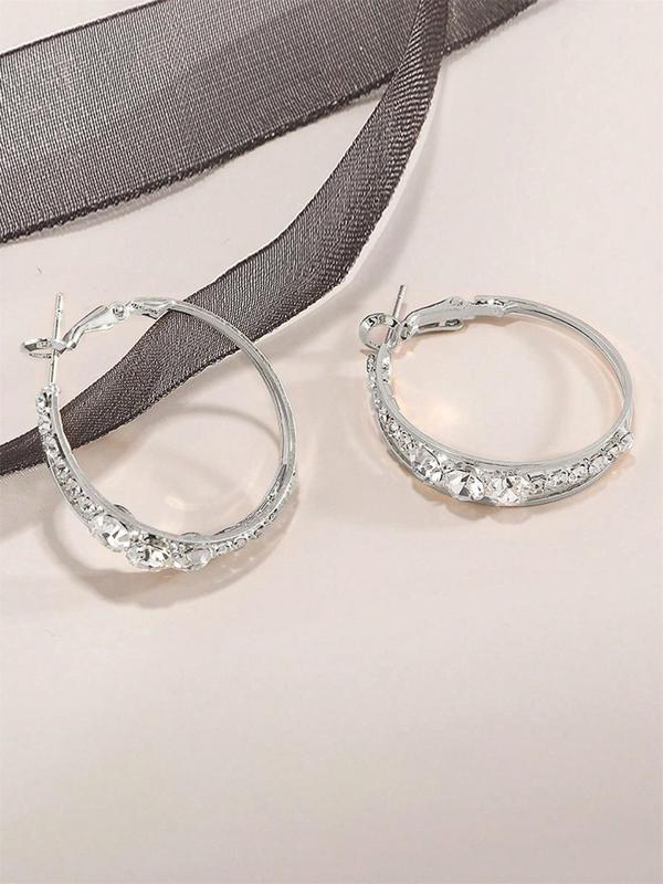 Fashion Rhinestone Decorated Hoop Earrings, Elegant Women's Anniversary Wedding Party Accessories, Minimalist Romantic Aesthetic Jewelry Gift for Her