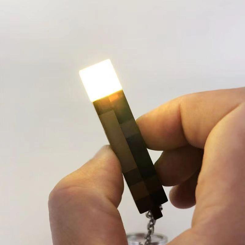 Minecraft Torch Light Keychain USB Charging Funny Keyring Backpack Pendant