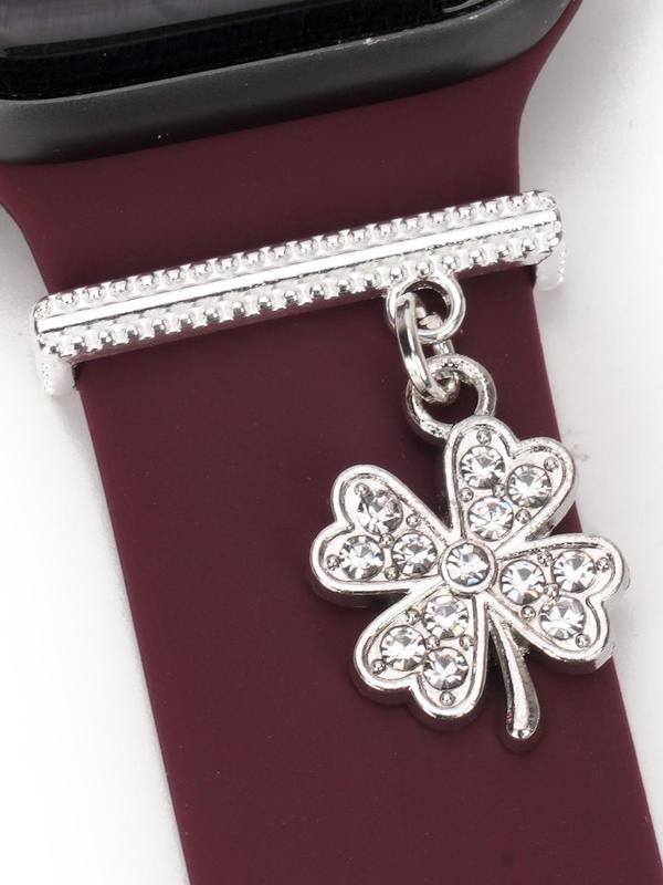 Rhinestone Decor Leaf Charm Design Watch Band Charm, Fashionable Watch Band Decoration for Women & Girls