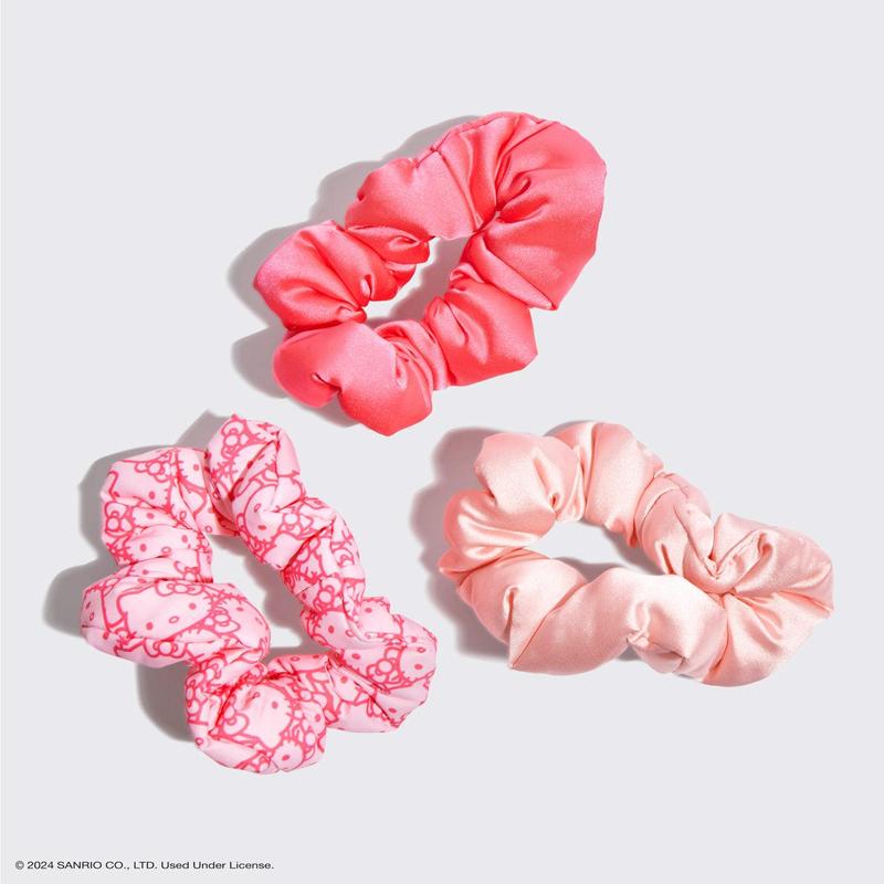 Hello Kitty x Kitsch Recycled Fabric Puffy Scrunchies 3pc Set