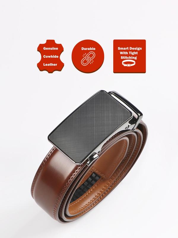 Men's Automatic Leather Belt, Business Casual Waistband with Adjustable Buckle, Fashion Accessories for Daily Wear