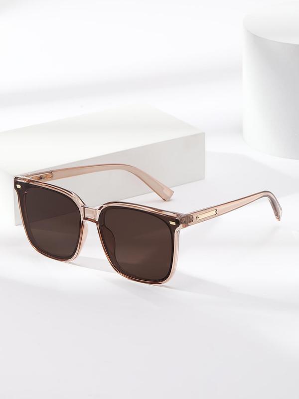 Unisex Simple Style Plain Color Sunglasses, Trendy Casual Square Frame Sunglasses for Everyday Use, Fashion Accessories for Outdoor Activities