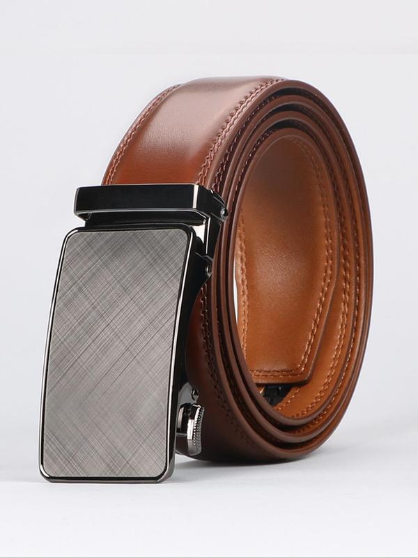 Men's Automatic Leather Belt, Business Casual Waistband with Adjustable Buckle, Fashion Accessories for Daily Wear