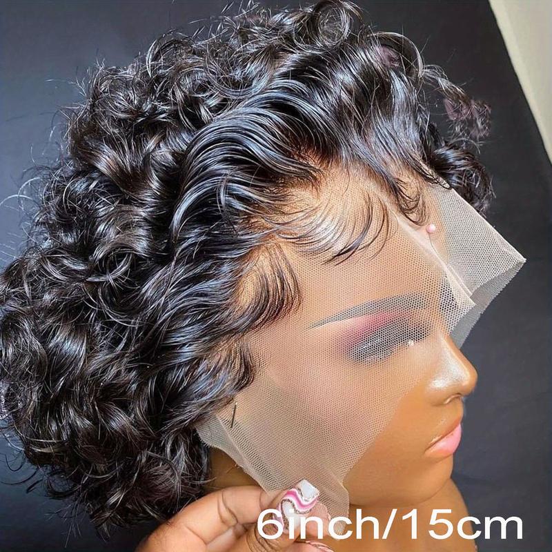 Lnyk&Beauty Hair Pixie Cut Short Curly Human Hair Lace Front WigsTransparent Lace 13X1 Wig Suitable For Women