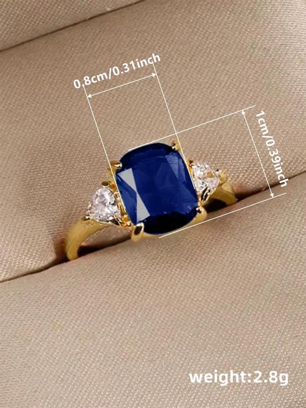 Elegant Rhinestone Decorated Geometric Shaped Design Ring, Fashion Accessories for Women for Party, Daily Clothing Decor, Trendy All-match & Exquisite Jewelry for Birthday Gift