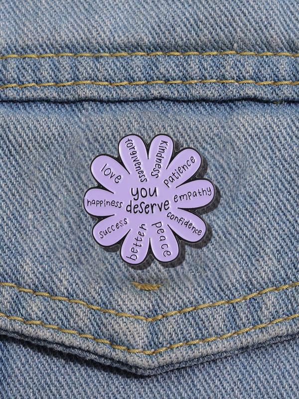 Daisy Flower Design Brooch, Fashionable Letter Pattern Brooch for Women & Men, Enamel Pin Suitable for Backpacks, Jeans, Scarves, Hats Decoration