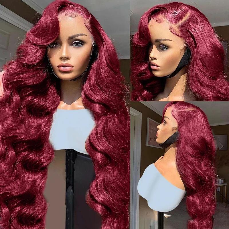 # 99J body wave wig Burgundy 13x6 full frontal human hair wigs