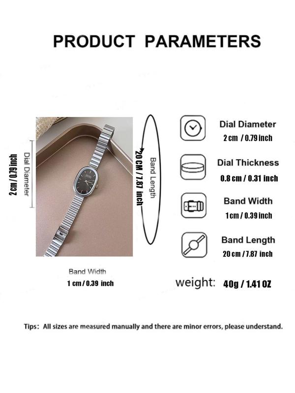 Women's Elegant Oval Dial Quartz Watch, Fashionable Wristwatch for Women & Girls, Trendy All-match & Exquisite Watch for Birthday Gift without Box